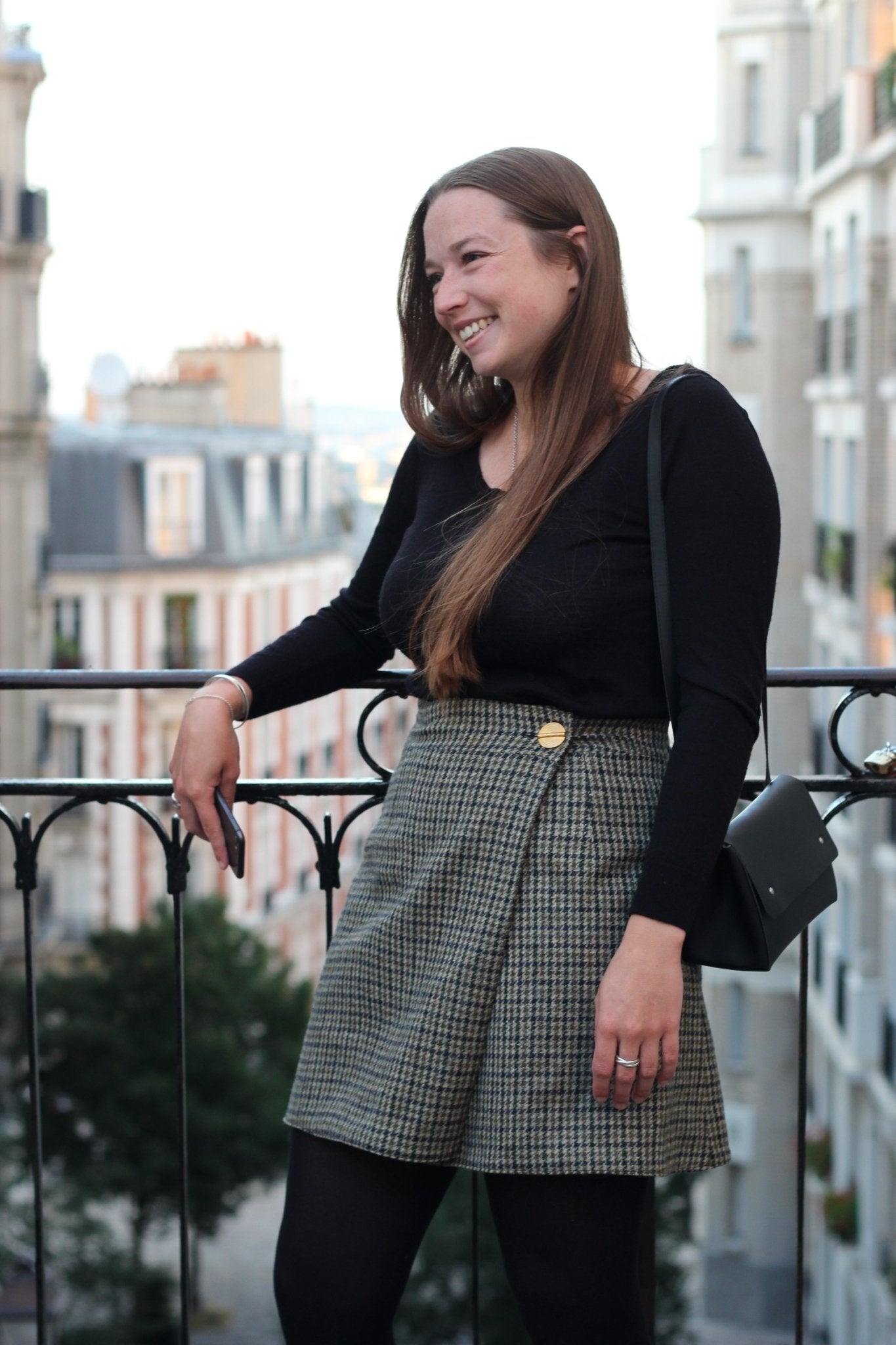 Jupe Maureen | Réversible Vert/ Noire Kaki / Noire - Aptaé Paris
