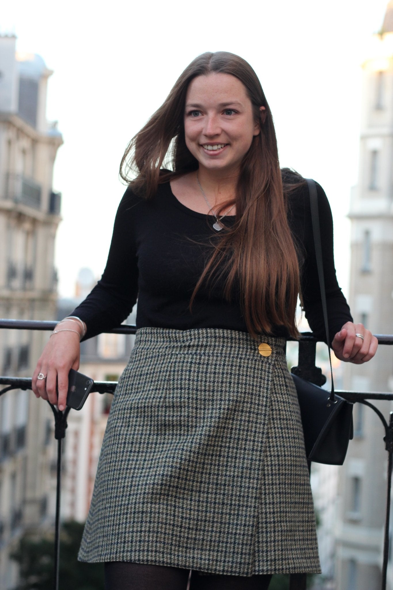 Jupe Maureen | Réversible Vert/ Noire Kaki / Noire - Aptaé Paris