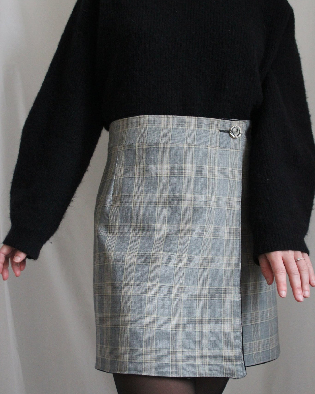 Mini-jupe Marks & Spencer Taille 20 - Gris à Carreaux, Laine, Neuve Avec étiquette