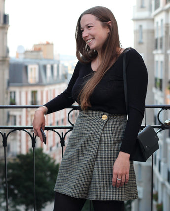 Jupe Maureen | Réversible Vert/ Noire Kaki / Noire - Aptaé Paris