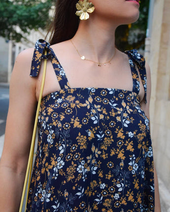Jupe Nejma fleurie | 3 en 1 | Bleu Marine - Aptaé Paris
