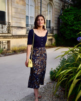 Jupe Nejma fleurie | 3 en 1 | Bleu Marine - Aptaé Paris