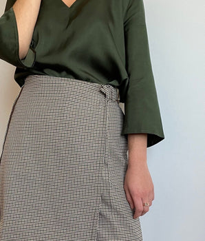 Jupe- Short Jamy | 2 en 1 | Carreaux marronés - Aptaé Paris